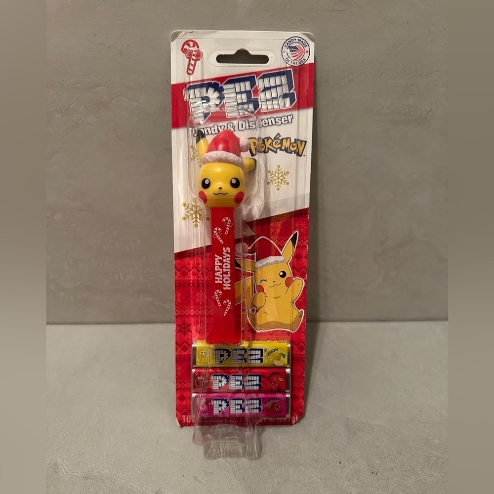 2024 Christmas Pez ~ Pokemon Pikachu Happy Holidays ~ New On Card